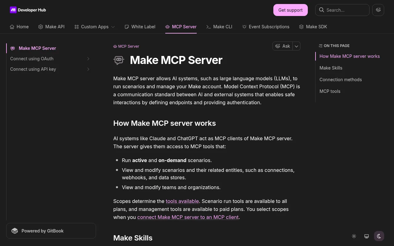 Make MCP Server docs page